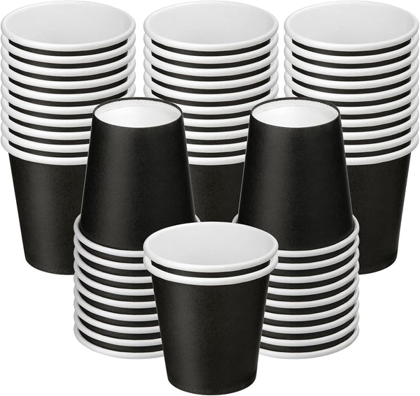 50 Count 3 oz Black Paper Cups, Disposable Bathroom Cups for Mouthwash, Espresso, Party, Picnic, Travel, and Snack