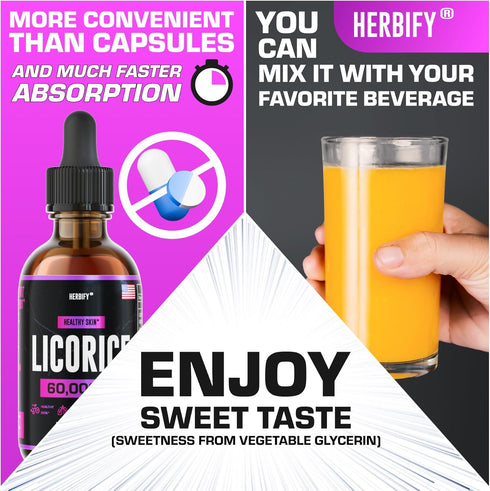 Immune 30 2oz HERBIFY Licorice Root Extract - Powerful Licorice Supplement - Lung Support Supplement - Licorice Extract