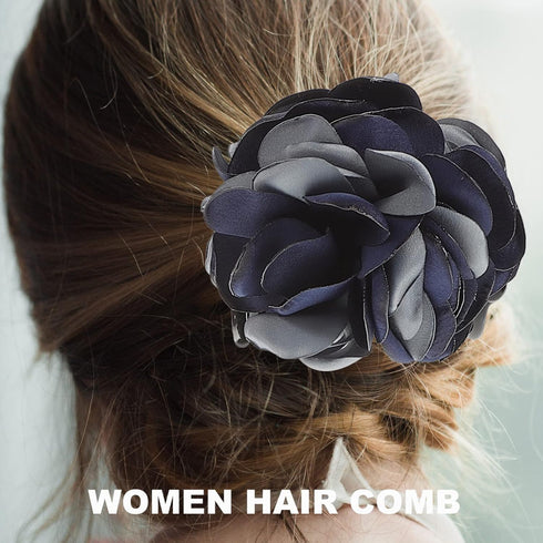 Lurrose 4Pcs Large Ribbon Hair Claws, Rose Flower Bow Jaw Hair Clip Barrette Ponytail Holders for Girls Women