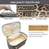 FITINI Portable Makeup Bag, Large Travel Cosmetic Organizer, PU Leather Toiletry Bag with Handle and Zipper (Brown
