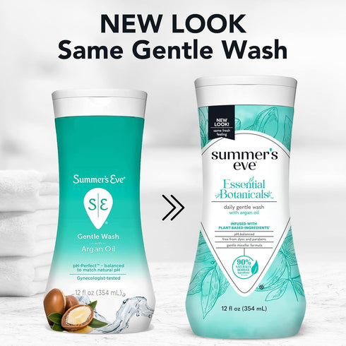 Summer's 12 Oz (Pack 2) Eve Essential Botanicals All-Over Daily Feminine Wash with Argan Oil, Gentle pH-Balanced Body