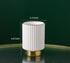 IEEK Glass Makeup Brush Holder Organizer - White and Gold Ceramic Cup for Brushes, Modern Striped Vase