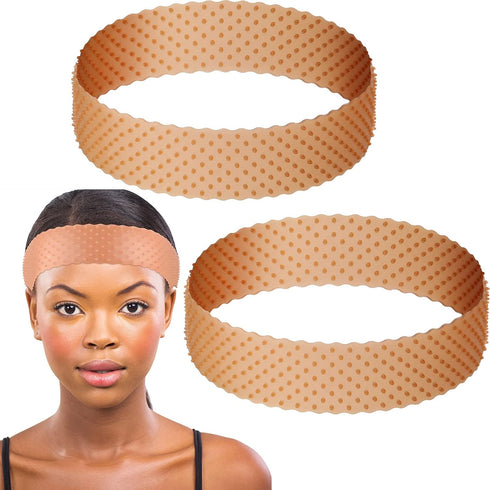 WILLBOND 2 Pieces Silicone Wig Grip Band - Adjustable Headband No Slip Bands Seamless Wig Holder for Men Women Sports
