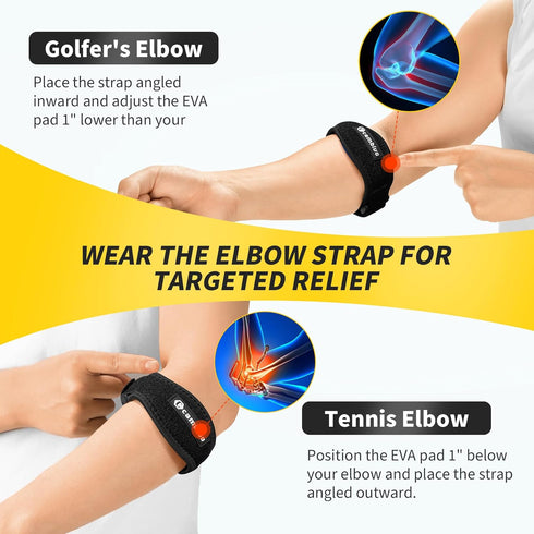 CAMBIVO 2 Pack Tennis Elbow Brace for Men & Women, Adjustable Elbow Strap with Compression Pad for Pain Relief