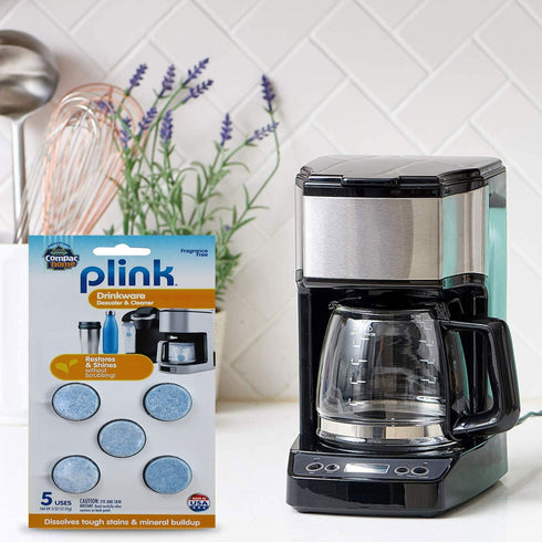 COMPAC HOME Plink Drinkware Descaler & Cleaner Tabs - Restores & Shines for Coffee Makers, Travel Mugs, 5 Count