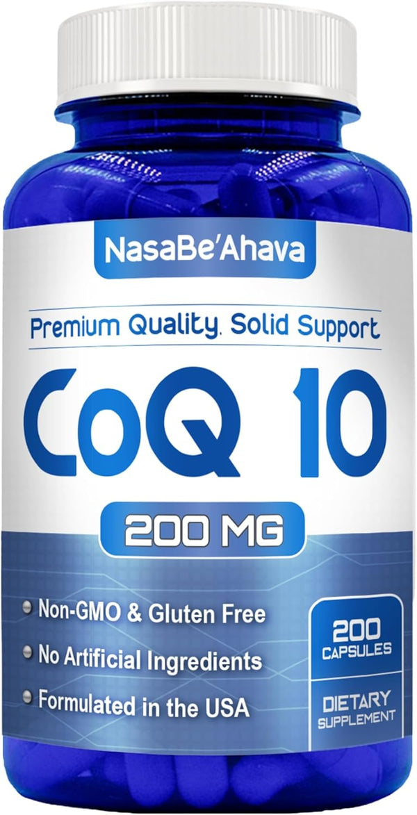 CoQ10 200mg Capsules | Vegan Friendly Coenzyme Q10 Supplement, Easy Absorption Ubiquinone for Skin, Heart, Energy
