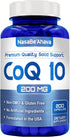 CoQ10 200mg Capsules | Vegan Friendly Coenzyme Q10 Supplement, Easy Absorption Ubiquinone for Skin, Heart, Energy