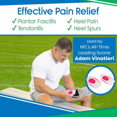 ViveSole Heel Cups for Heel Pain Relief - 3 Pairs Gel Cushion Inserts for Heel Spur, Achilles Tendonitis, Plantar