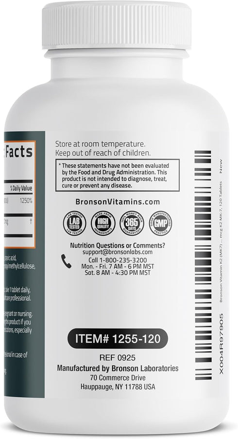 K2 (MK7) D3 2 1 10,000 D3 120 K2 MK-7, 120 Bronson Vitamin with Supplement Extra Strength in Support, IU Vitamin & mcg