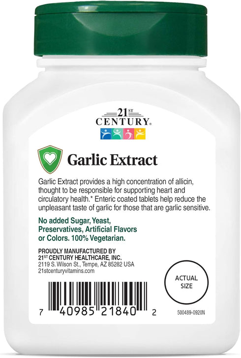 21st Century Garlic (Odorless) Tablets, 60 Count