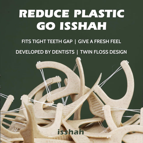 Natural Dental Floss Picks, 300 Count - Plant Based, PETA Approved Vegan, Eco-Friendly Twin Floss (Mint)