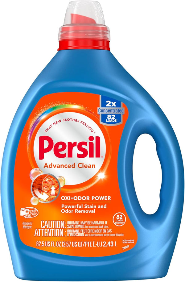 Persil Advanced Clean Oxi+Odor Power Liquid Laundry Detergent, 82.5 fl oz, High Efficiency, 82 Loads