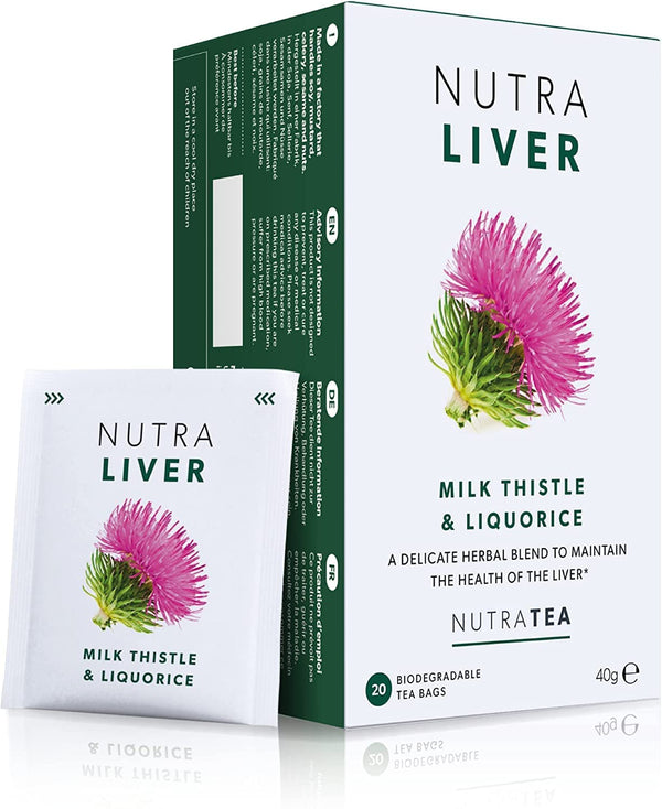 NUTRALIVER Detox Tea for Liver Cleansing with Milk Thistle, Turmeric & Fennel, 20 Tea Bags