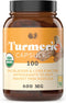 Organic Turmeric Capsules | 100 Capsules | 600mg Raw & Pure Curcumin Root Powder Supplement