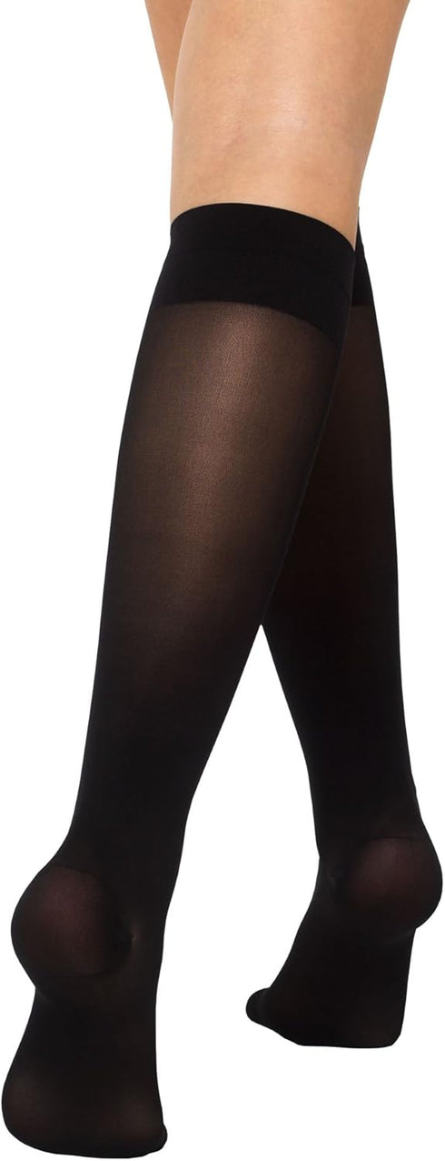 Healthweir Sheer Graduated Compression Knee High Stockings for Women, 15–20 mmHg Support Socks (5, Black)