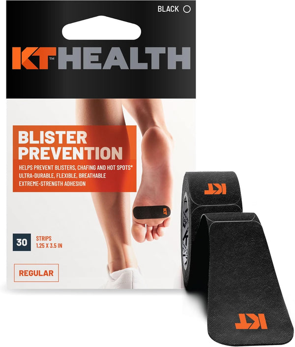 KT Health Blister Prevention Tape - 30 Precut Strips for Blister Protection, Strong Adhesive, Dermatologist Tested