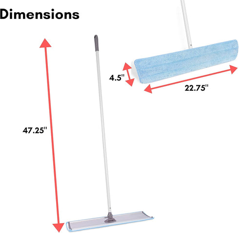 BIRDROCK HOME 23" Microfiber Dry Mop for Floor Dust Cleaning Sweeper, Heavy Duty Home Set for Hardwood, Tile, Laminate