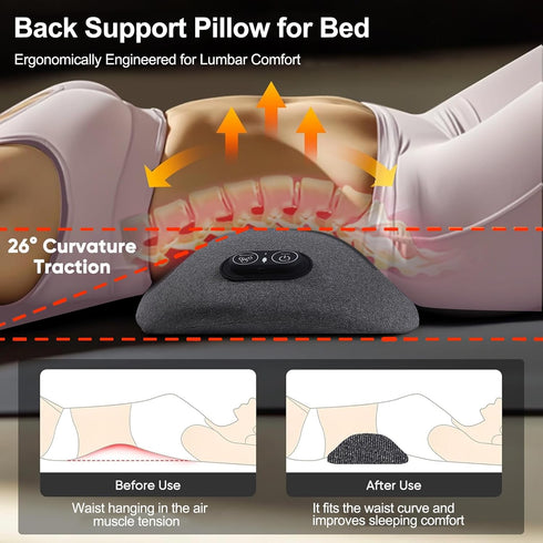 Zhaotingrui 3 1 in Back Massager, Electric Lumbar Support Pillow Heat Vibration Massage Lower Back Spine Decompression
