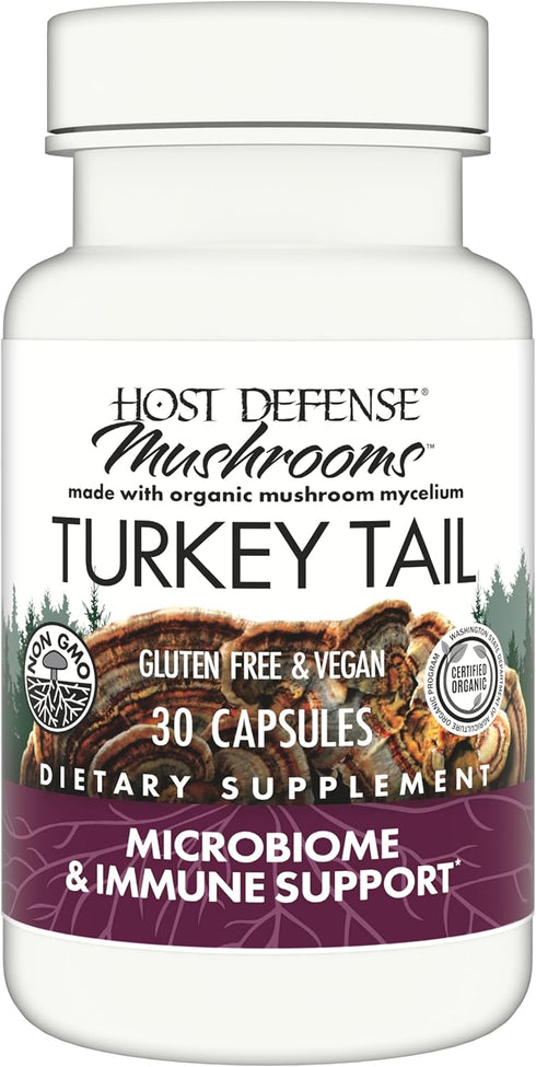 Host Defense Turkey Tail Capsules - 30 Capsules for Digestive Health & Immune Response Support Supplement*