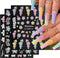Flower Nail Art Stickers Luxury 5D Embossed Colorful Five Petal Flowers Nail Design for Women, 3 Sheets