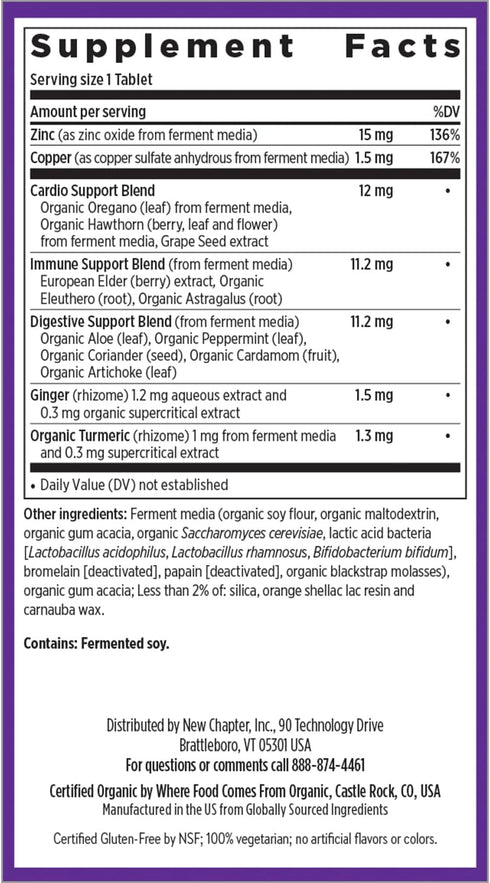 New Chapter Zinc Supplement | Fermented Zinc Complex, ONE Daily for Immune Support, 30 Count