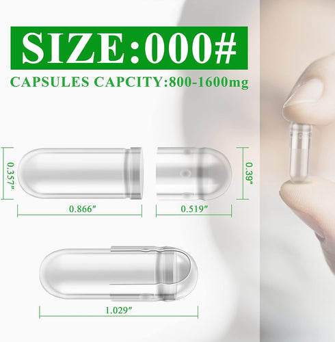 WANANFU Size 000 Empty Vegetarian Capsules (100 Count) Bundle with Micro Lab Spoon for Making Supplements