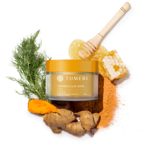 Turmeric Clay Mask for Facial Skin Care - 2 oz - with Vitamin C and Manuka Honey, Dark Spots Treatment