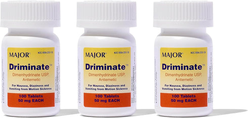 MAJOR Driminate - Dimenhydrinate 50mg Motion Sickness Tablets, 100 Tablets (3 Pack)