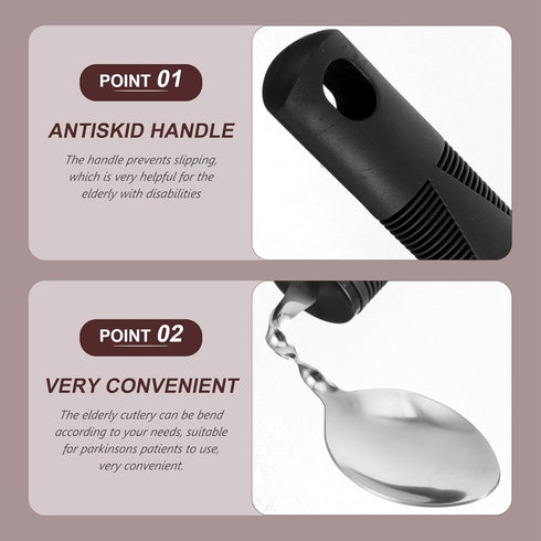 Weighted Utensils for Hand Tremors - Angled Adaptive 4Pcs Self Eating Curved Cutlery Set