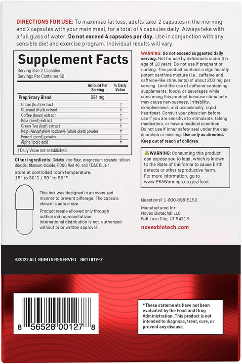 Novex Biotech ThermoDyne - Thermogenic Fat Burner Pills for Appetite Suppression, Metabolism Boost, Energy, and Focus -