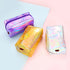 Teensery PU Leather Holographic Makeup Pouch, Waterproof Toiletries Organizer Pen Bag for Women and Girls, Purple