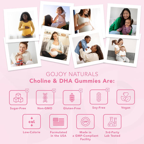 Prenatal Choline & DHA Gummies - Gummy Vitamin Supplement for Pregnant Women, Non-GMO, Gluten Free, Vegan