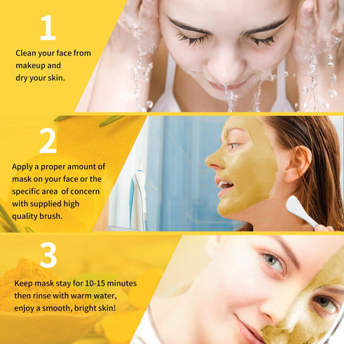 Turmeric Vitamin C Clay Mask, Deep Cleansing Facial Mask with Kaolin Clay and Aloe for Hydrating Skin Care