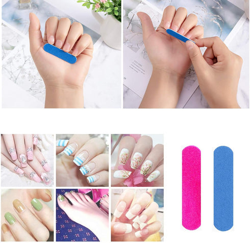 Mini Nail Files Bulk, 100 Pack Disposable Double Sided Emery Boards for Manicure Pedicure