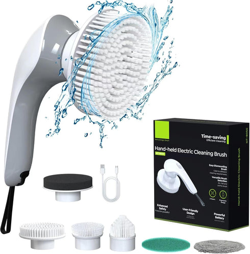 Electric Spin Scrubber 2024, New Cordless Bathroom Shower Cleaner with 2 Speeds and 6 Replaceable Brush Heads