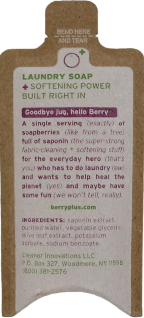 BerryPLUS Soap Berry, 1-FL OZ Eco-Friendly Natural Single Load Laundry Detergent, 10-Packets