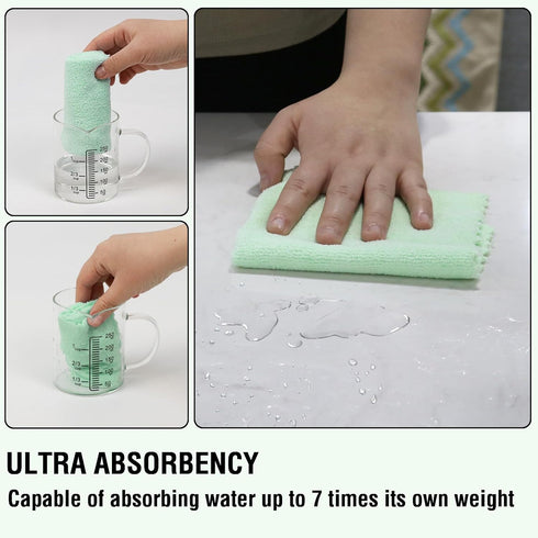 Microfiber Cleaning Cloths Roll (11.8" x 11.8") Ultra Absorbent, Lint Free, Quick Dry Tear Away Towels for Home (Green)