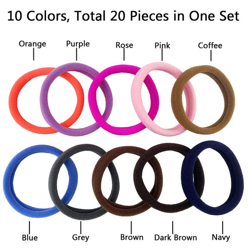 Thick Hair Ties, BETITETO 20 Pieces Seamless Cotton Scrunchies for Thick Heavy or Curly Hair, Multicolor