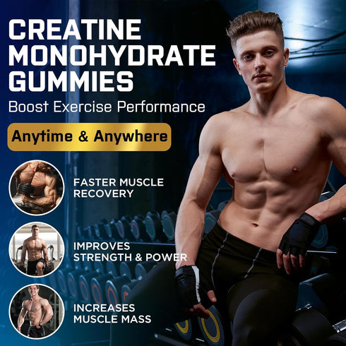 Creatine Monohydrate Gummies - 5g Per Serving, Chewable Creatine for Men & Women, Taurine & B6, Organic