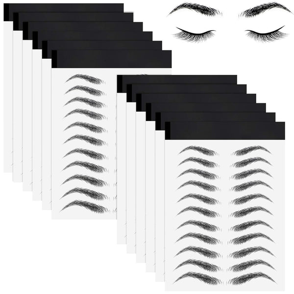 Maitys 12 Sheets 4D Hair Like Waterproof Eyebrow Tattoos, 108 Pairs Temporary Transfer Brows Decal for Women