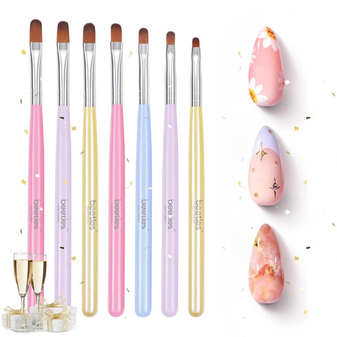 Beetles Gel Nail Brush Set, 7Pcs Nail Art Brushes for Home and Salon Use, Nail Painting Decoration