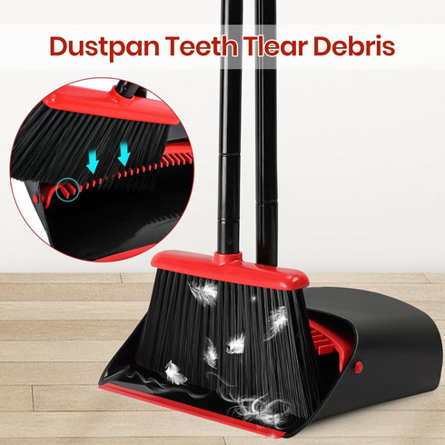 TreeLen Broom and Dustpan Set for Home, Upright Broom and Dustpan Combo Sweep Set