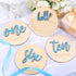 HIYZI 7 3D 1-12 PCS Baby Monthly Milestone Wooden Signs Girl Baby Months Announcement Card Sign Wood Markers Disc Block