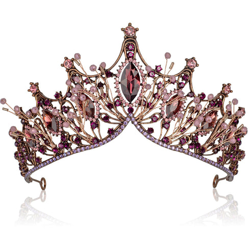 Vintage Baroque Queen Crowns, Purple Gothic Tiara for Women, Quinceanera Tiaras for Cosplay