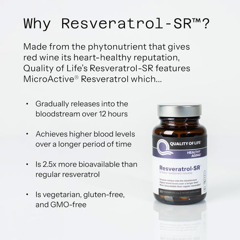 Quality of Life Powerful Anti Aging, All Natural Formula Resveratrol SR, 30 Vegicaps