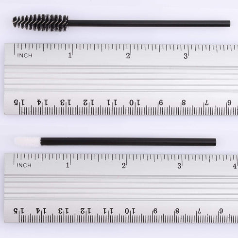 Tbestmax 200 Disposable Mascara Wand Spoolies and Lip Brushes, Lipstick Lipgloss Applicator for Eyebrow Eyelash Extension Makeup Kits Black