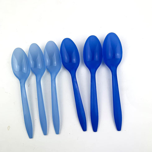 Color Changing Medium Weight Plastic Spoons, White to Blue Disposable Frozen Yogurt Ice Cream Spoons,Frozen Dessert Spoons 50Count
