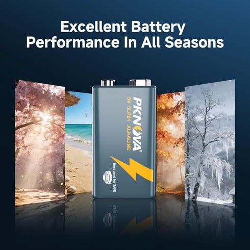 PKNOVA 9V 9 18 Count Pack Batteries Alkaline Volt Square Battery for Smoke Detector, Long-Lasting