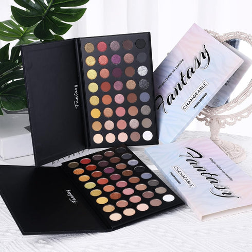 Professional Neutral Eyeshadow Makeup Palette, 40 Pigmented Matte Shimmer Warm Eye Shadows, Rose Gold Smoky Brown