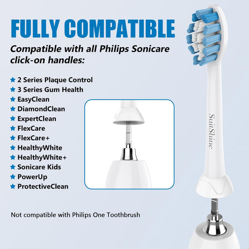 Replacement Toothbrush Heads for Philips Sonicare Replacement Heads, Compatible with Phillips Sonicare Snap-on Electric Tooth Brushes, Aseptic Packing, 8 Pack